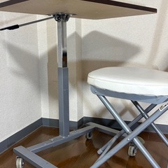 デスクセット チェア付 昇降デスク 昇降式デスク 昇降テーブル 昇降式テーブル キャスター付き デスク イス 折りたたみ椅子 折りたたみ セット勉強机 テレワーク ブラウン  無料の画像