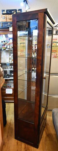 ●近郊格安配送(#^.^#)●北海道民芸家具●樺材　キュリオケース　中古品●相模原　横浜●北斗民芸　和光　旭川家具　飾り棚　キャビネット