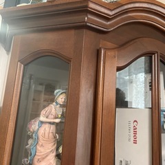 美品　アンティーク　木製ガラス扉キャビネット ブラウンの画像