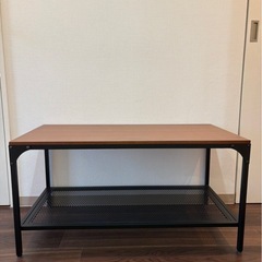 ローテーブル　　メッシュ網付き　ブラウンの画像