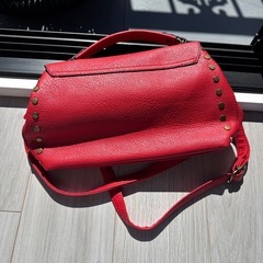 【未使用】イタリアンデザイン 2WAY ショルダーバッグ レッド 合成皮革の画像