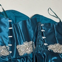 カラードレス【MICHAEL MERNER】エメラルドグリーン サテンロングドレス9-11号の画像