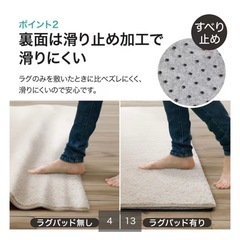 【2点セット】洗えるラグ・下敷き専用ラグパット　ニトリカーペットマットじゅうたん絨毯の画像