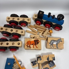 木製おもちゃ 木のオモチャ 積木 パズル 車 他 知育玩具 25585の画像