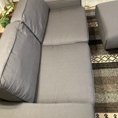 オットマン付き【無印良品】2.5人掛けポケットコイルソファ ／Comfort Worksカバー特注 の画像