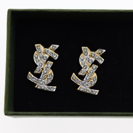 【美品】 YSL サンローラン カサンドラ ロゴ イヤリング ゴールド ヴィンテージ