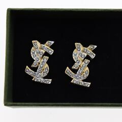 【美品】 YSL サンローラン カサンドラ ロゴ イヤリング ゴールド ヴィンテージの画像