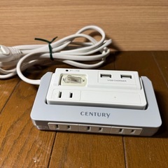 センチュリー CENTURY OAタップ 4口+USBポート2口 1.8m 雷サージ保護機能付き クールグレー の画像