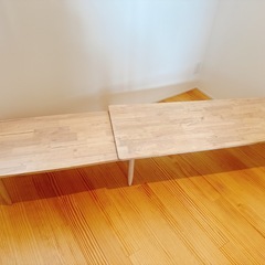  ローテーブル 360度回転式の伸縮テーブル 天然木 の画像