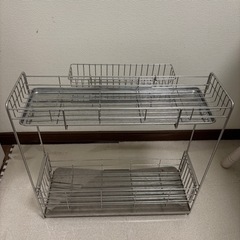 パール金属 水切りラック 2段 スリム ステンレス製の画像