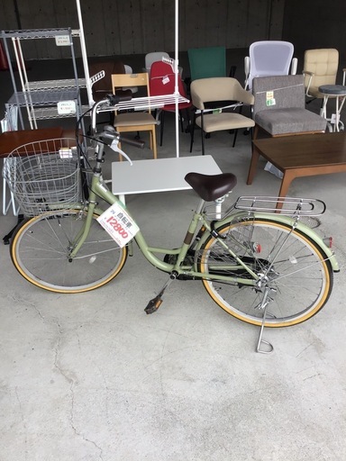 ●販売終了●24インチ自転車　ライト・ギア・カギ付き　グリーン　中古品