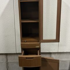 YODOKO ヨドコウ スチール製 キッチンラック 食器棚 縦長収納 隙間収納 ブラウン 幅28cm×奥行36cm×高さ177cm の画像