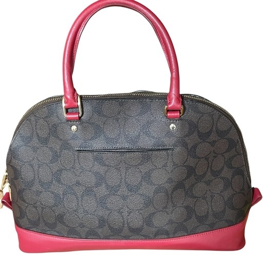 【美品】COACH レザーハンドバッグ ブラウン/レッド