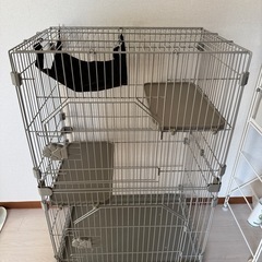 タンスのゲン　猫ケージ　二段　ハンモックつきの画像