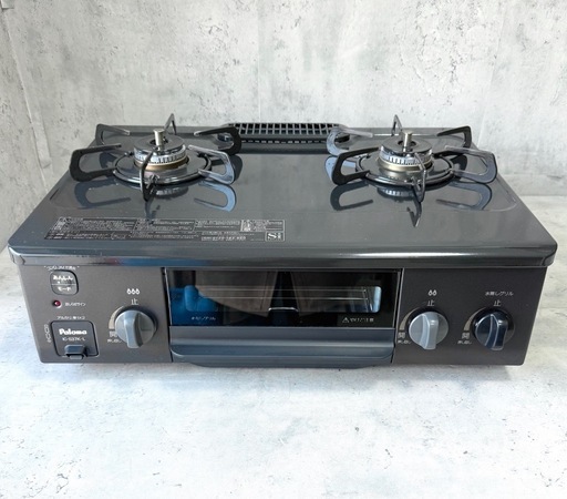 お引取り限定 美品 23年製 パロマ 都市ガス用コンロ 2口ガステーブル IC-S37K-2L 左強火力 グリル未使用