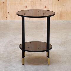 ≪zyt2959ジ限≫ IKEA ガラス天板サイドテーブル 円形/丸型 直径45cm　　　ASPEROD/エスペロード/ブラック/中古家具/リユースストレージ仙台 080328-72の画像