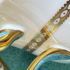 2A8133【ウェッジウッド】ユーランダー パウダーターコイズ ピオニー トリオ 2客 修復ありの画像