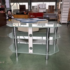 テレビ台　テレビボード　棚　シェルフ　キャビネット　ガラス棚　3段の画像