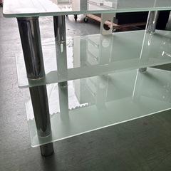 テレビ台　テレビボード　棚　シェルフ　キャビネット　ガラス棚　3段の画像