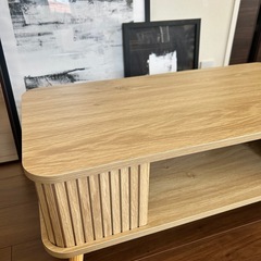 未使用新品　収納付き木目調ローテーブルの画像