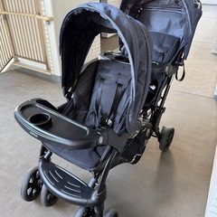 【美品・付属品あり】カトージ 二人でゴーDX デニム レインカバー・説明書付の画像