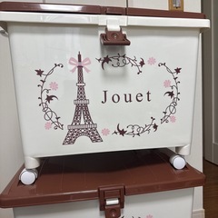 エッフェル塔デザイン収納ボックス2コ　屋内　屋外　キャスター付き　スタッキングの画像