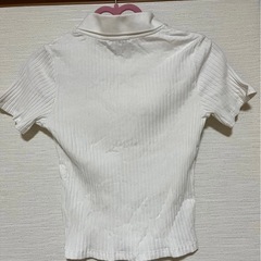 【ZARA】レディース 半袖リブニット ホワイト Mサイズ⭐︎の画像