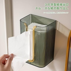 ティッシュケース 2個セット おしゃれ 壁掛け 透明 グリーン 韓国風 未使用 の画像