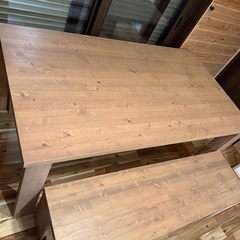 天然木 ダイニングテーブル・ベンチのセットの画像