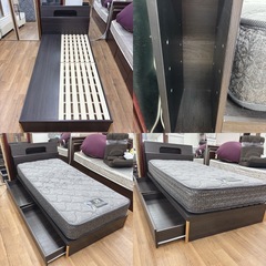 【🐤買取市場 柴田店】 I486 🌈 ジモティー限定価格！ 最高級！ Sealy 収納付きシングルベッド ⭐ クリーニング済の画像