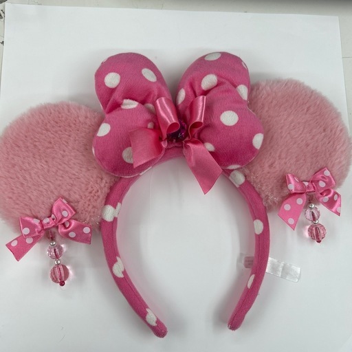 ディズニー Disney  リゾート ミニーマウス カチューシャ ピンク 水玉 リボン ビーズ【48481】