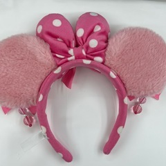 ディズニー Disney  リゾート ミニーマウス カチューシャ ピンク 水玉 リボン ビーズ【48481】の画像