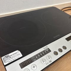 【2022年製】アイリスオーヤマ 2口IHコンロ（IHK-W12P-B）の画像