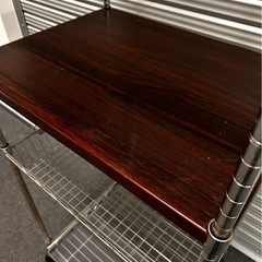 キャスター付　木製天板付きスチールラック　キッチンラックの画像