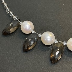 淡水パール ネックレス スモーキーストーン パールネックレス レディース 上品 パールネックレス アクセサリー 真珠 ネックレスの画像