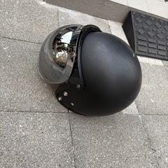 ジェットヘルメット ミラーシールド付き    マットブラックの画像