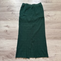 Nissen ダークグリーン リブ タイトスカート Lサイズの画像
