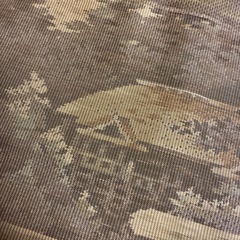 しつけ付き　未使用　本場大島紬　白大島　名匠たかし　風景画の画像