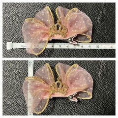 ①ベビー ヘアピン 王冠 リボン 水玉 3色セットの画像