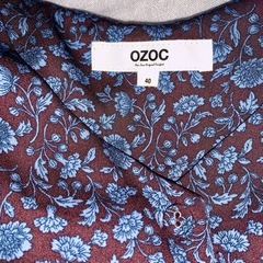 OZOC 花柄 長袖ブラウス ブラウンブルーの画像