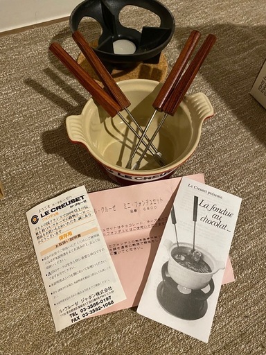 【新品未使用】ル・クルーゼ フォンデュセット 完売品 赤 ホーロー チョコチーズ