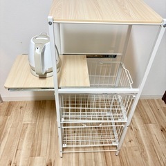  キッチンラック　ワゴン引き出し2つ付の画像