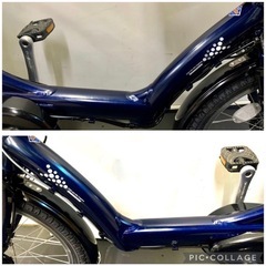 1年保証 送料無料　ブリヂストン　20インチ　子供乗せ　3人乗り　紺色　電動アシスト自転車　g330の画像