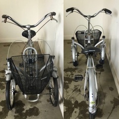 A-512△ v 岐阜発/ ブリジストン/ ミンナ/ 前2輪/ 三輪自転車/ 変速なし/ 走行確認/ カゴ変形あり/ 現状品/ 管035b/ R8.3/2 △の画像