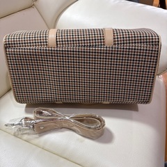 千鳥格子ボストンバック ハンドバック茶系の画像