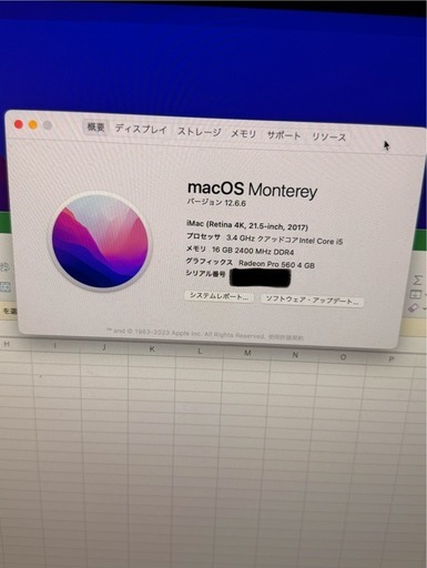 【美品・メモリ16GB】iMac 21.5インチ Retina 4K 2017