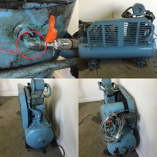 A-521△ v 岐阜発/ HITACHI/ 日立/ ベビコン/ エアーコンプレッサー/ 三相200v/ 動作確認/ エアー漏れあり/ 現状品/ R8.2/9 △