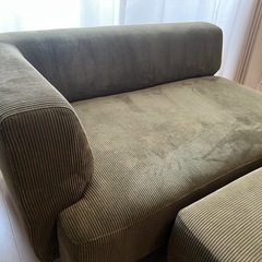 2人掛けソファ＊オットマン付き＊コーデュロイの画像