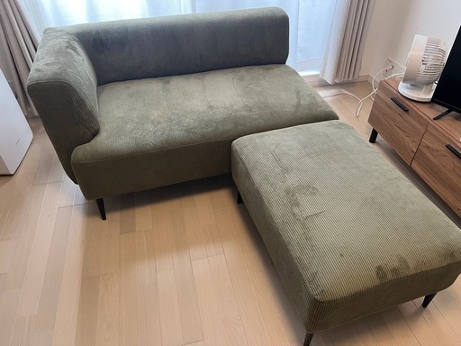 2人掛けソファ＊オットマン付き＊コーデュロイ