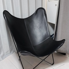Cuero BKFチェア（バタフライチェア）ブラックレザー＋シープスキン・ブラシ付き 定価合計約20万円の画像
